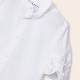 Camicia Manica Lunga Colletto Coreano In Misto Lino Bambino MAYORAL 3167 - MAYORAL - Luxury Kids