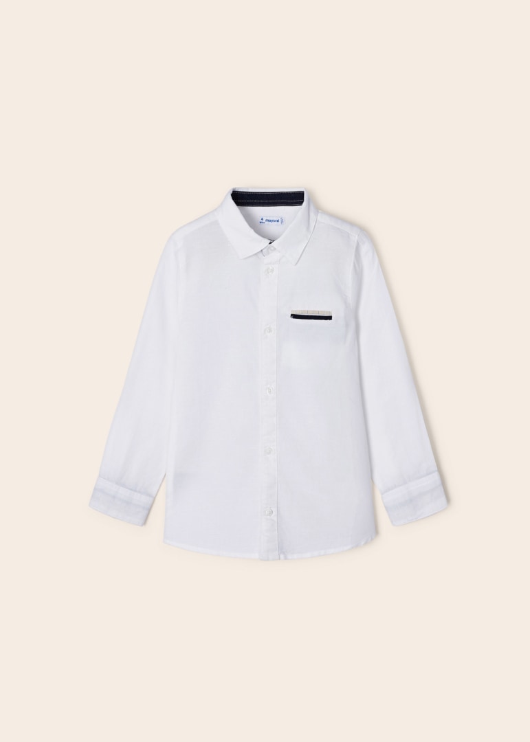 Camicia Manica Lunga In Misto Lino Bambino MAYORAL 3165 - MAYORAL - Luxury Kids