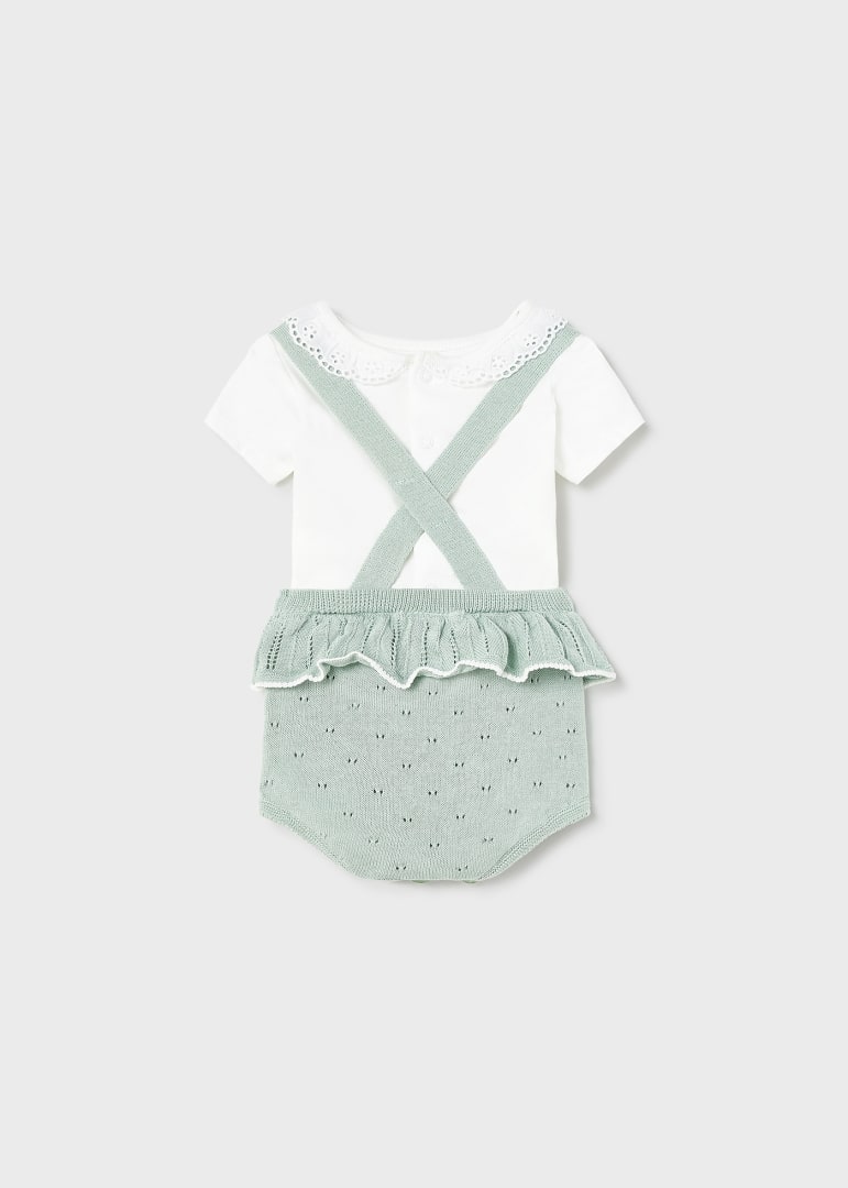 Completo Con Salopette Tricot In Cotone Sostenibile Neonata MAYORAL 1250 - MAYORAL - Luxury Kids