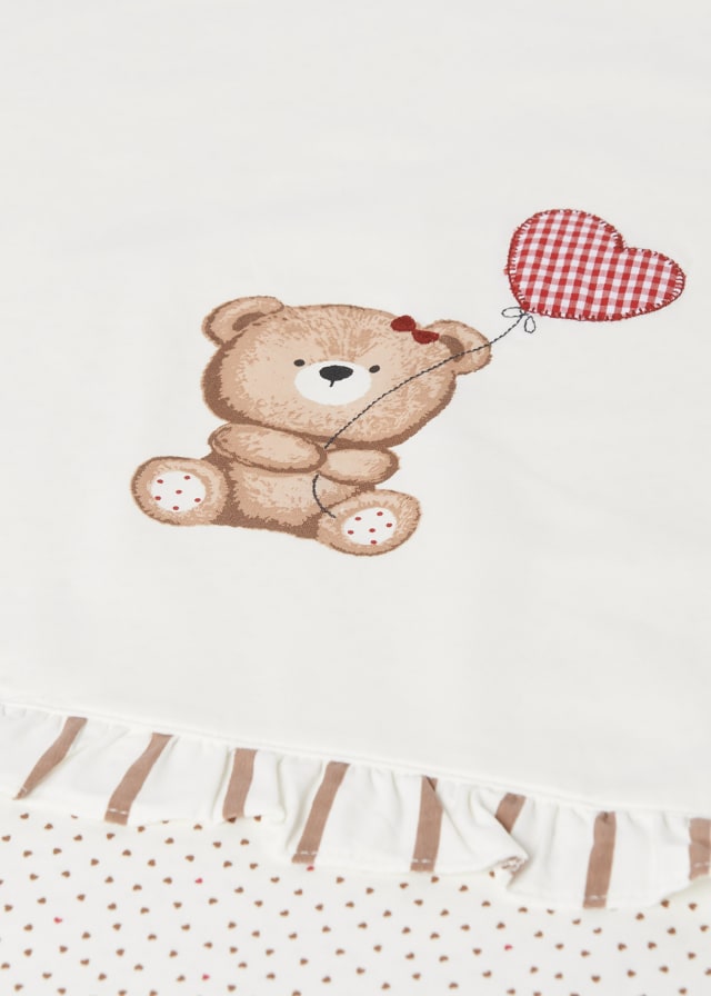 Copertina Volant In Cotone Sostenibile Con Stampa Orso Neonata MAYORAL 9249 - MAYORAL - Luxury Kids