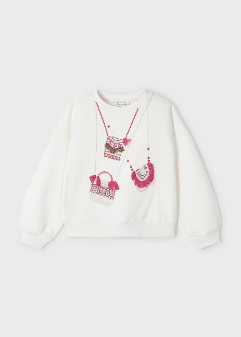 Felpa Con Applicazioni In Cotone Sostenibile Bambina MAYORAL 3435 - MAYORAL - Luxury Kids