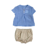 Set aus Hemd und Shorts aus Leinenmischung für Neugeborene DEL SUR 0031C