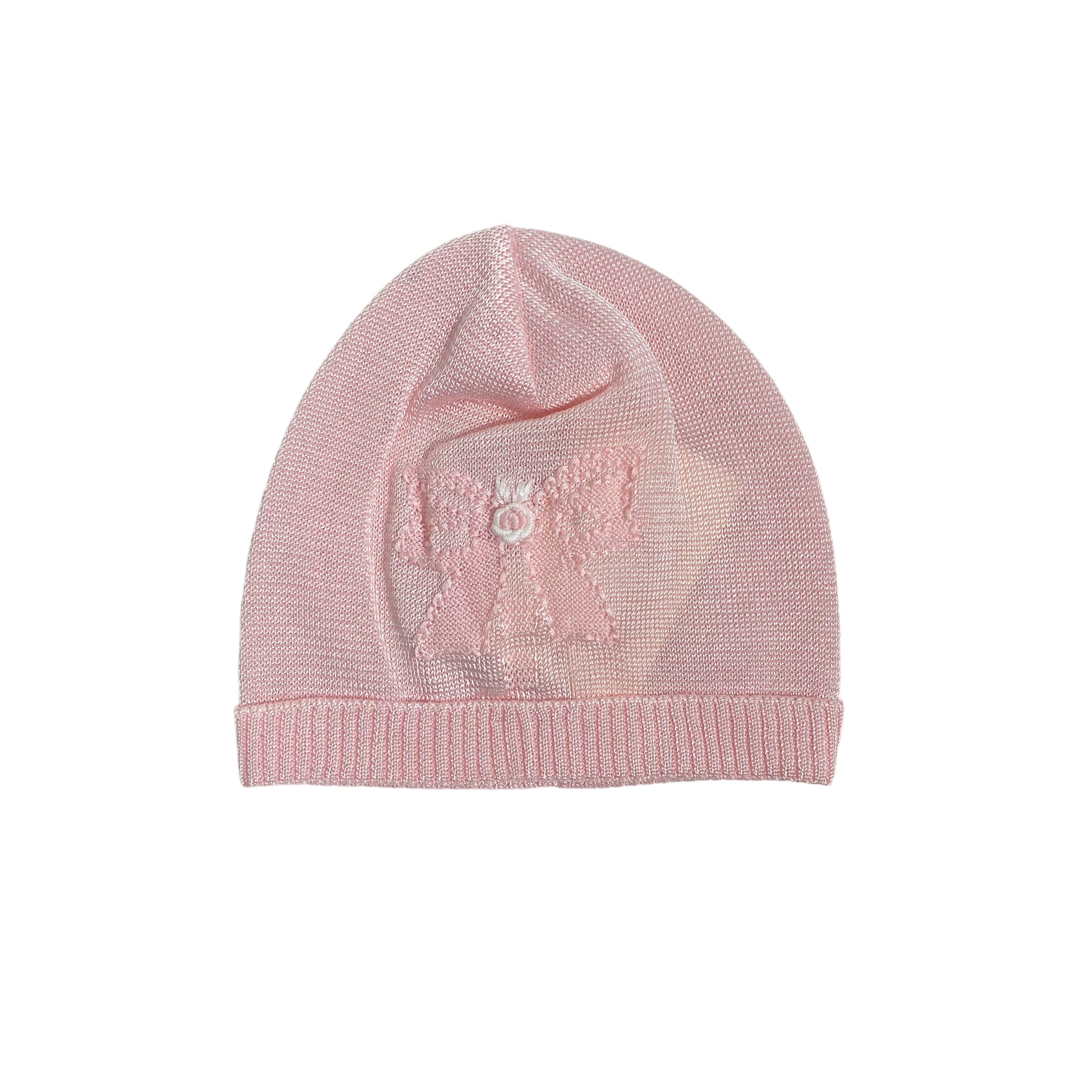 Cappello In Filo Di Cotone Ricamato A Mano Neonata CREAZIONI LUANA 1050C - CREAZIONI LUANA - Luxury Kids
