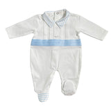 Tutina Intera In Cotone Bianca E Celeste Neonato NINNAOH E23253T - NINNAOH - Luxury Kids