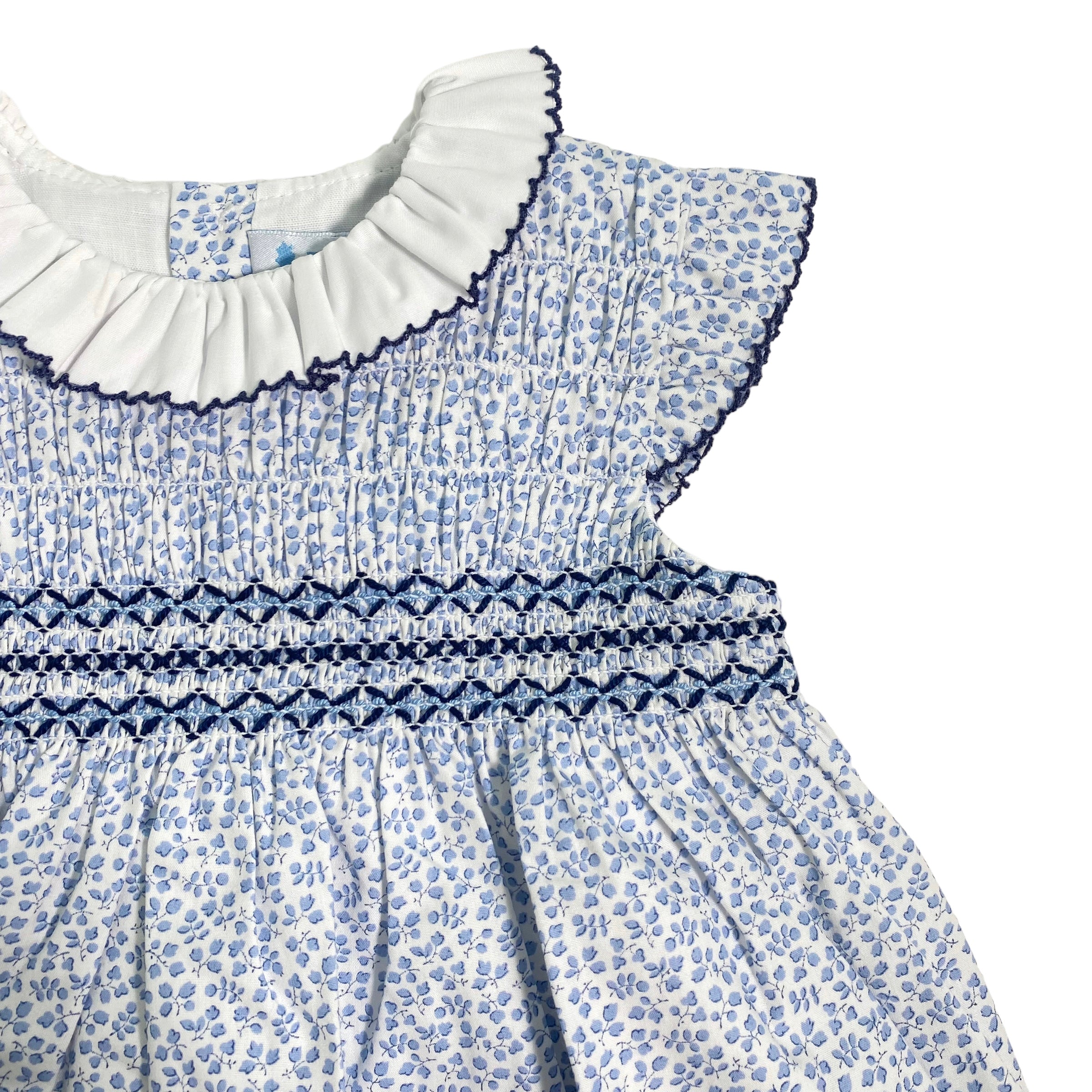 Abito Smanicato In Cotone Con Punto Smok Bambina SARDON LA473 - SARDON - Luxury Kids