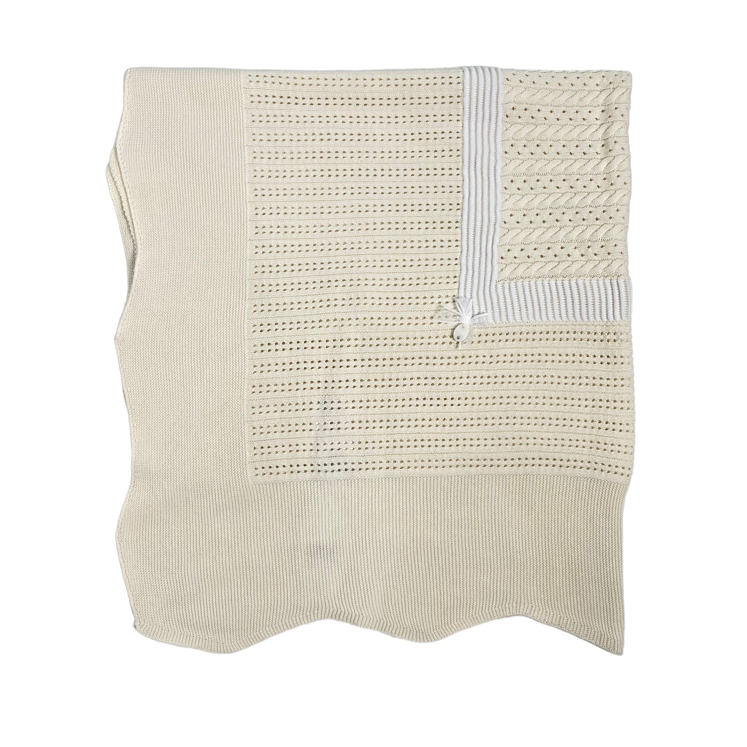 Coperta Scialle In Filo Di Cotone Traforata Neonata DR KID DK167 - DR KID - Luxury Kids