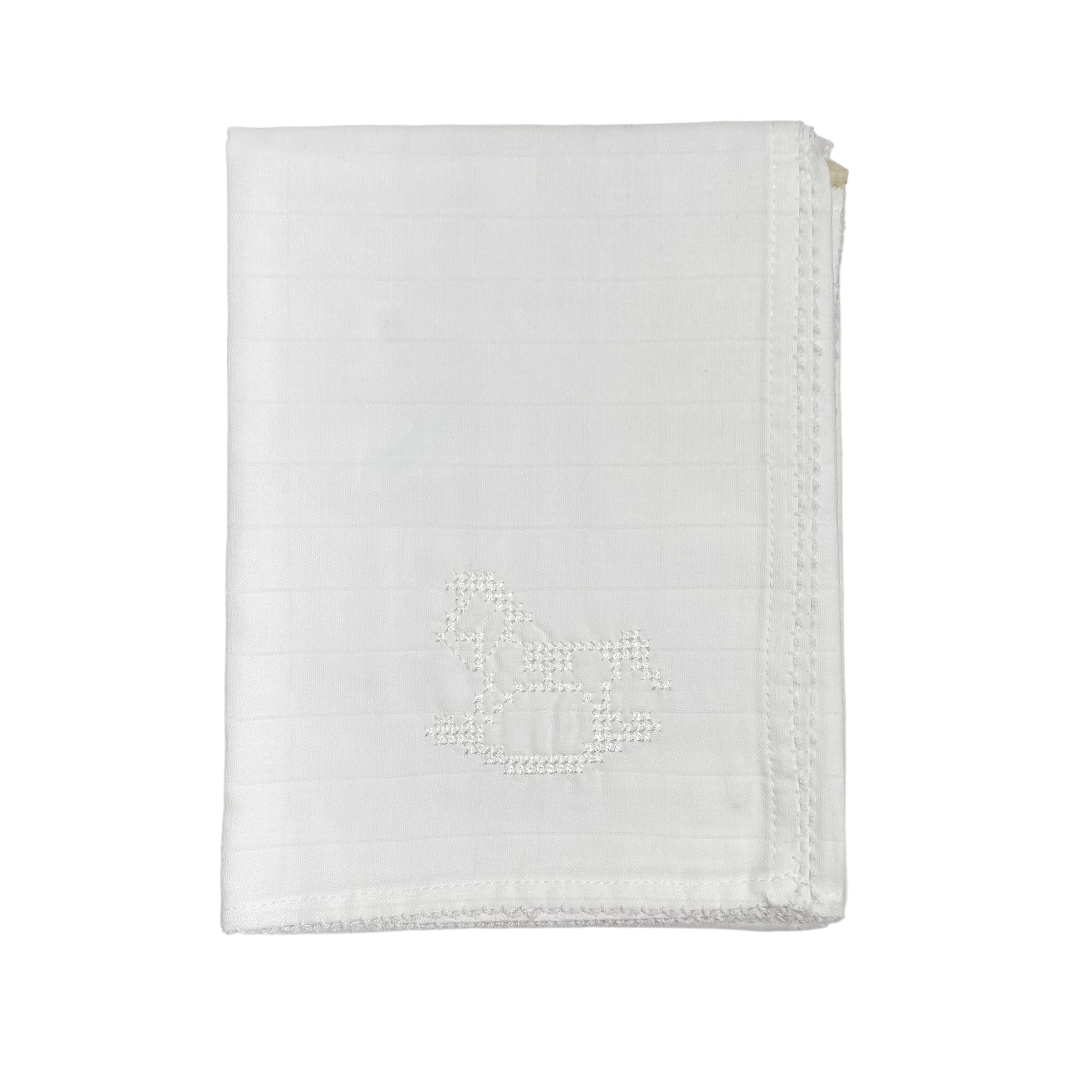 Quadrato di Garza con Ricamo Cavalluccio A Dondolo Neonato Wedoble 12968D - WEDOBLE - Luxury Kids