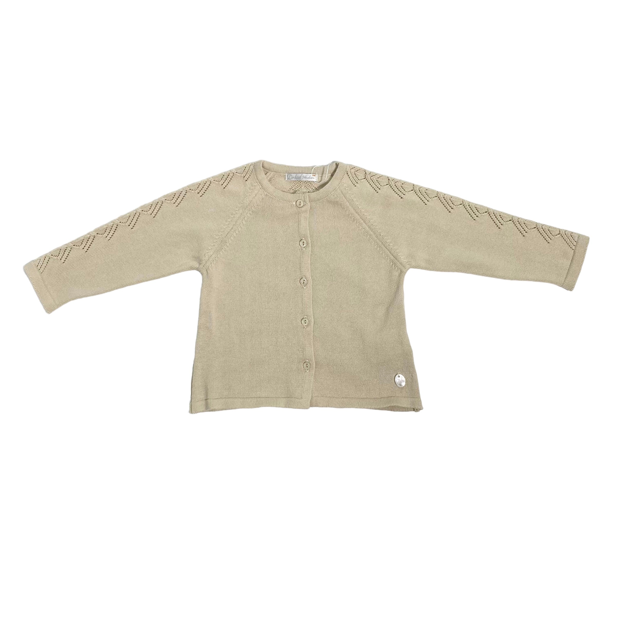 Cardigan In Filo Di Cotone Beige Neonato/a DR KID DK206 - DR KID - Luxury Kids