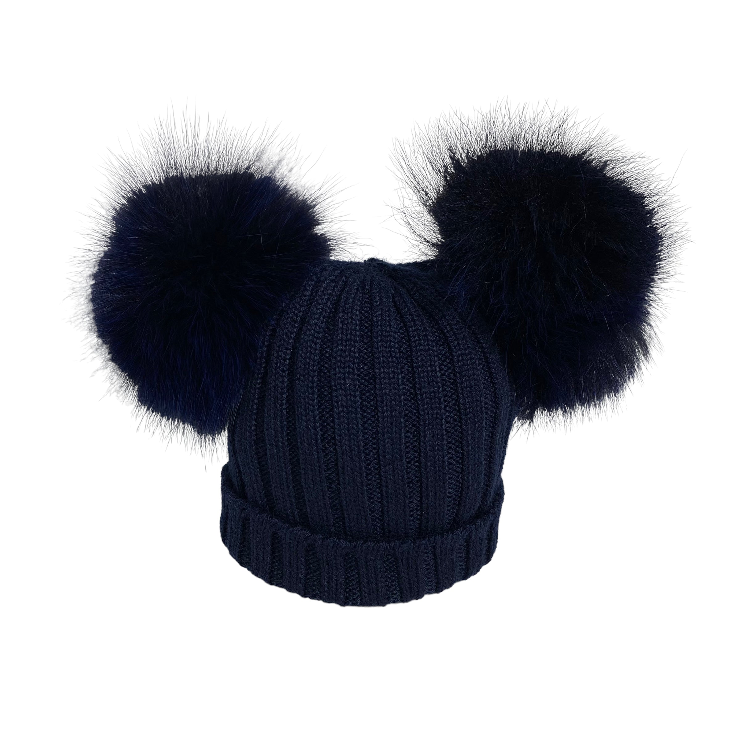 Cappello In Misto Lana A Coste Con Doppio Pom Pon Neonato/a LA SARTORIA DEI PICCOLI L276 - LA SARTORIA DEI PICCOLI - LuxuryKids