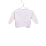 Cremefarbener Cardigan aus Baumwollgarn mit Perforationen für Neugeborene WEDOBLE V2303308A