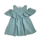 Ärmelloses grünes Gazekleid für Mädchen DEL SUR 0561