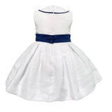 Abito Smanicato In Misto Lino Bianco Bambina ISABEL F173B - ISABEL - Luxury Kids