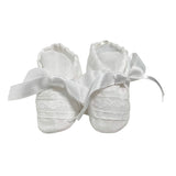 Scarpe Da Culla In Lino E Pizzo Bianche Neonato PICCOLA GIUGGIOLA LERICIS - PICCOLA GIUGGIOLA - Luxury Kids