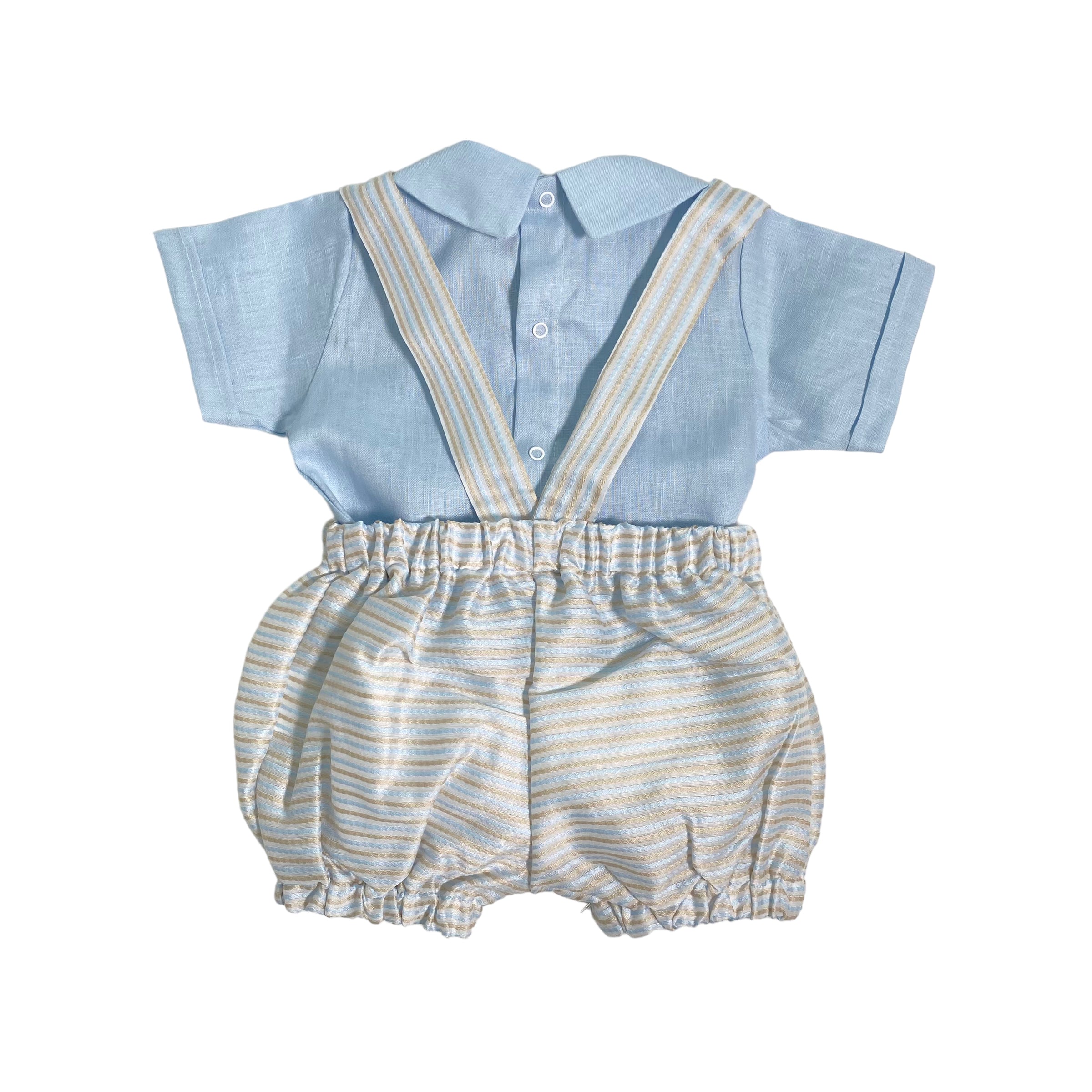Completo In Lino Con Salopette E Camicia Neonato LA SARTORIA DEI PICCOLI LPB304 - LA SARTORIA DEI PICCOLI - Luxury Kids