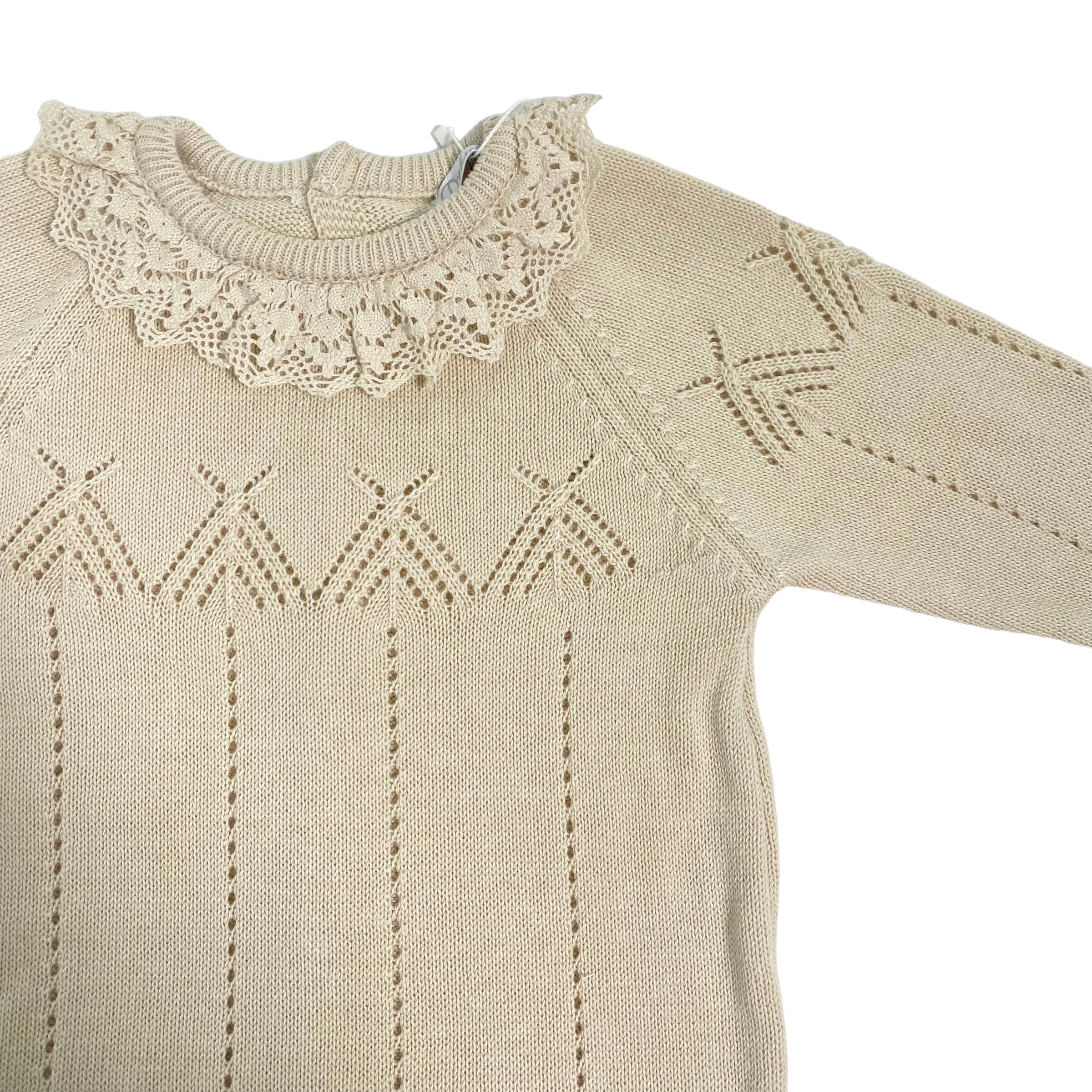 Tutina Intera In Filo Di Cotone Beige Neonata DR KID DK201 - DR KID - Luxury Kids