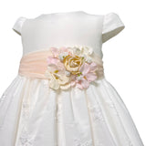 Abito Elegante Mezza Manica In Mikado E Pizzo Bianco Neonata MIMILU' 307BB - MIMILU' - Luxury Kids