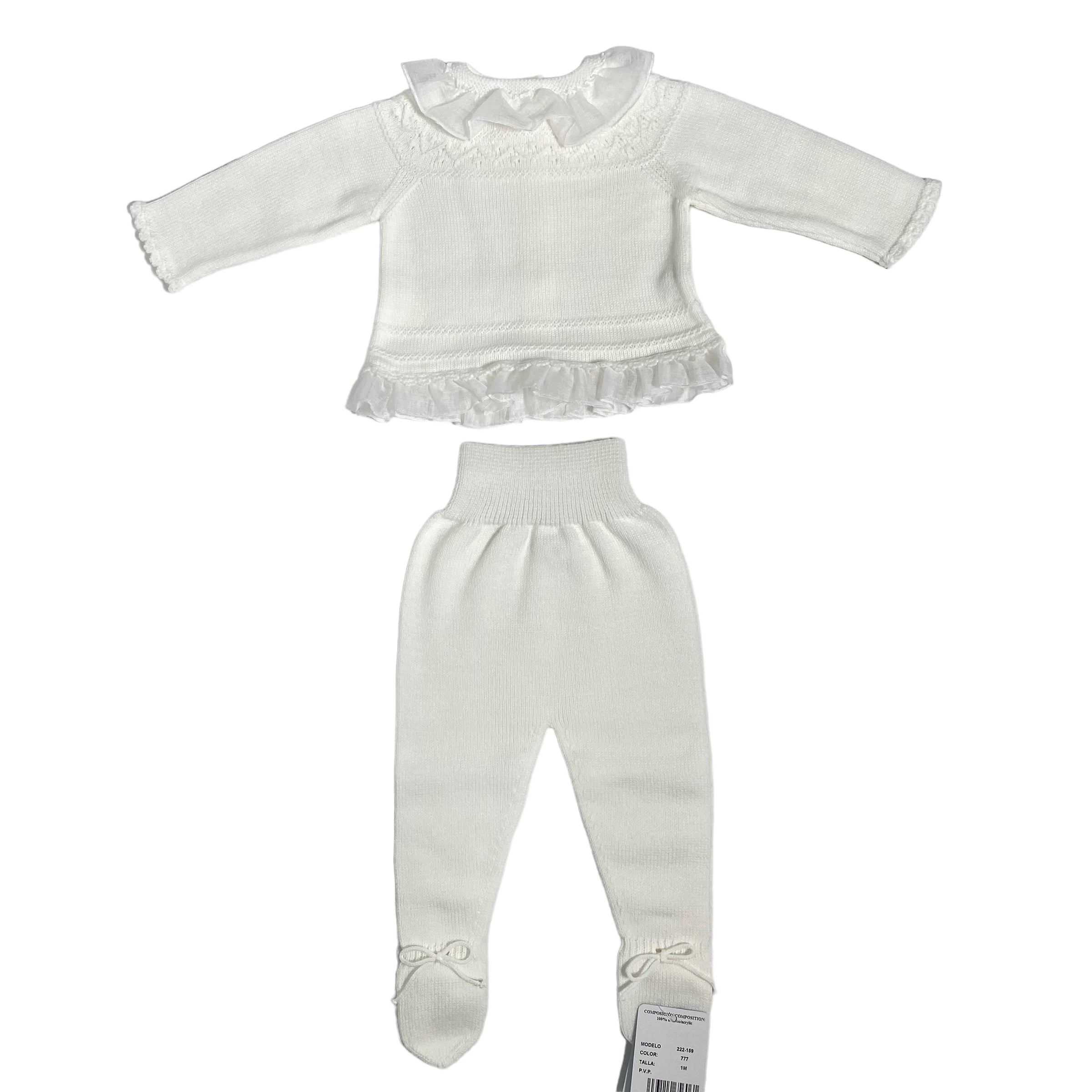 Tutina Spezzata In Tessuto Anallergico Panna Neonata GRANLEI 159 - GRANLEI - LuxuryKids