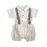 Completo In Lino Con Salopette E Camicia Neonato LA SARTORIA DEI PICCOLI LPB301 - LA SARTORIA DEI PICCOLI - Luxury Kids