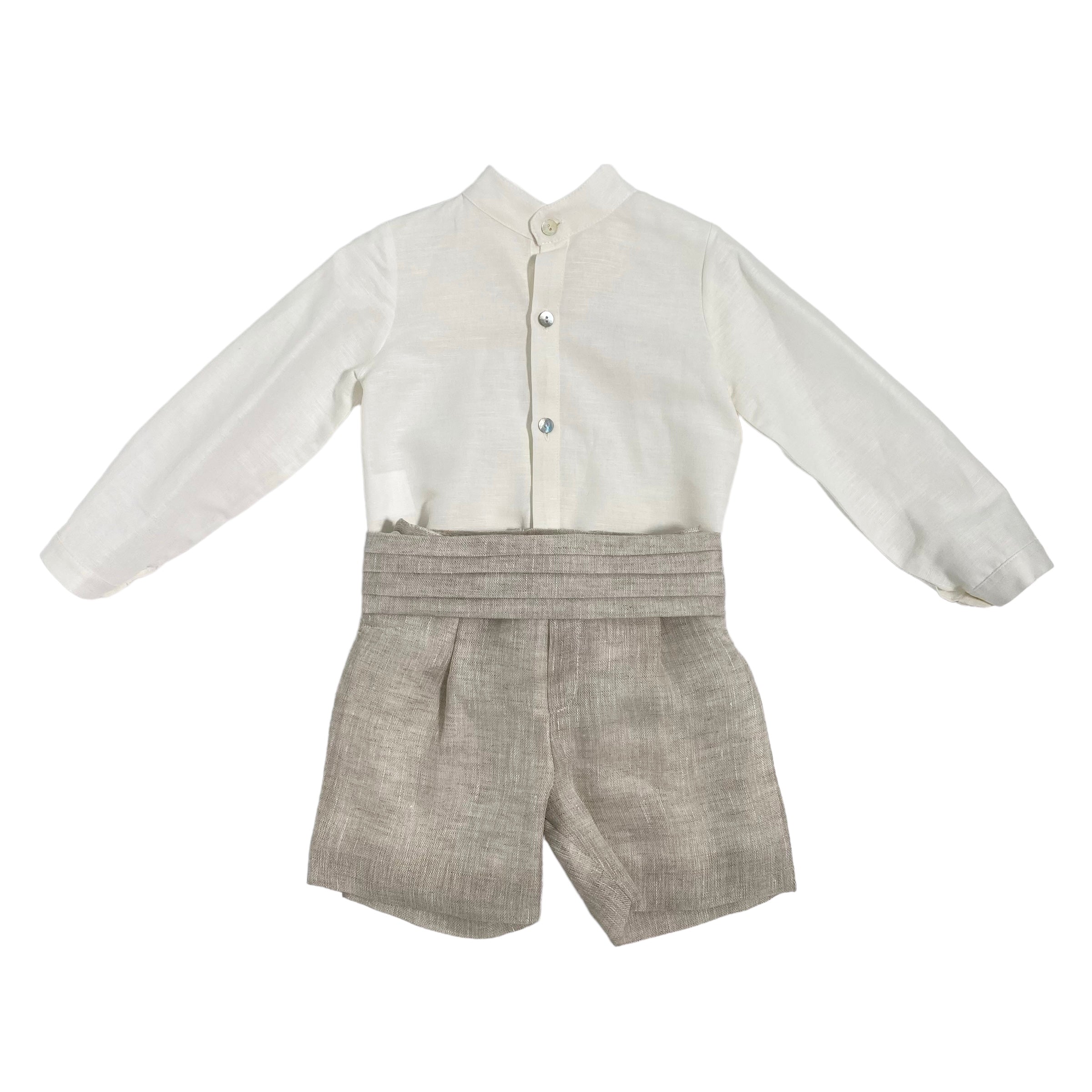 Completo Elegante In Lino Con Bermuda E Camicia Bambino MIMILU' 588 - MIMILU' - Luxury Kids