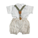 Completo In Lino Con Salopette E Camicia Neonato LA SARTORIA DEI PICCOLI LPB301 - LA SARTORIA DEI PICCOLI - Luxury Kids