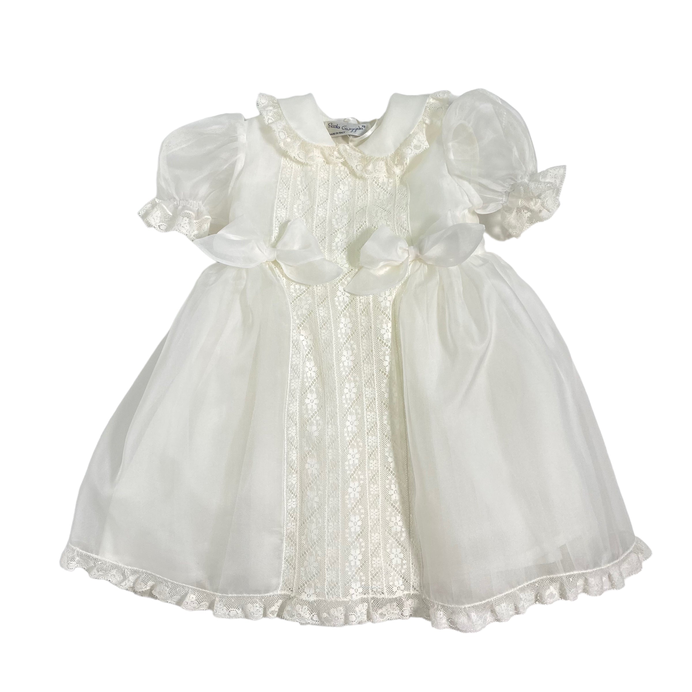 Abito Elegante Battesimale In Seta E Pizzo Panna Neonata PICCOLA GIUGGIOLA CHIESSI - PICCOLA GIUGGIOLA - Luxury Kids