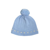 Cappello In Filo Di Cotone Celeste Con Pom Pon Neonato DR KID DK136 - DR KID - Luxury Kids