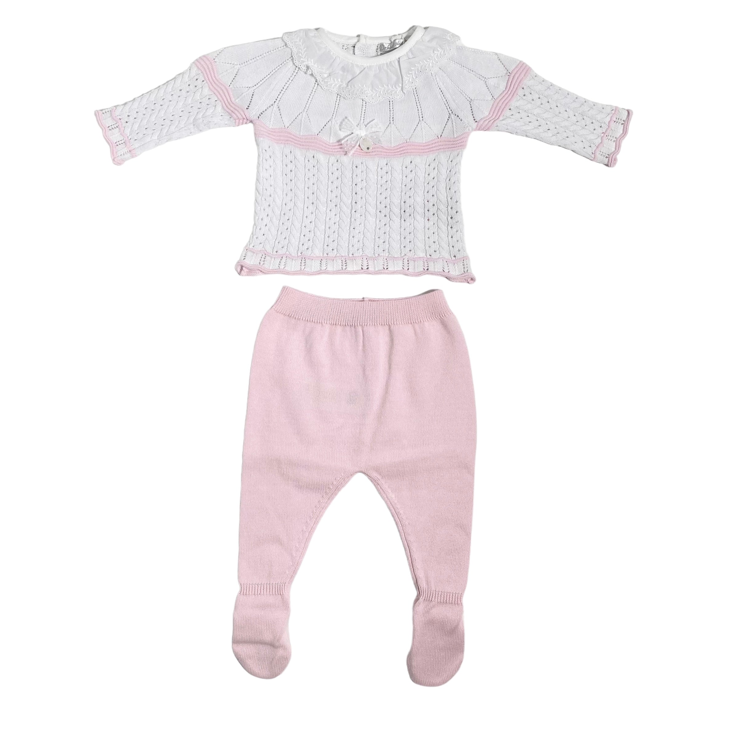 Tutina Spezzata In Filo Di Cotone Traforata Neonata DR KID DK161 - DR KID - Luxury Kids