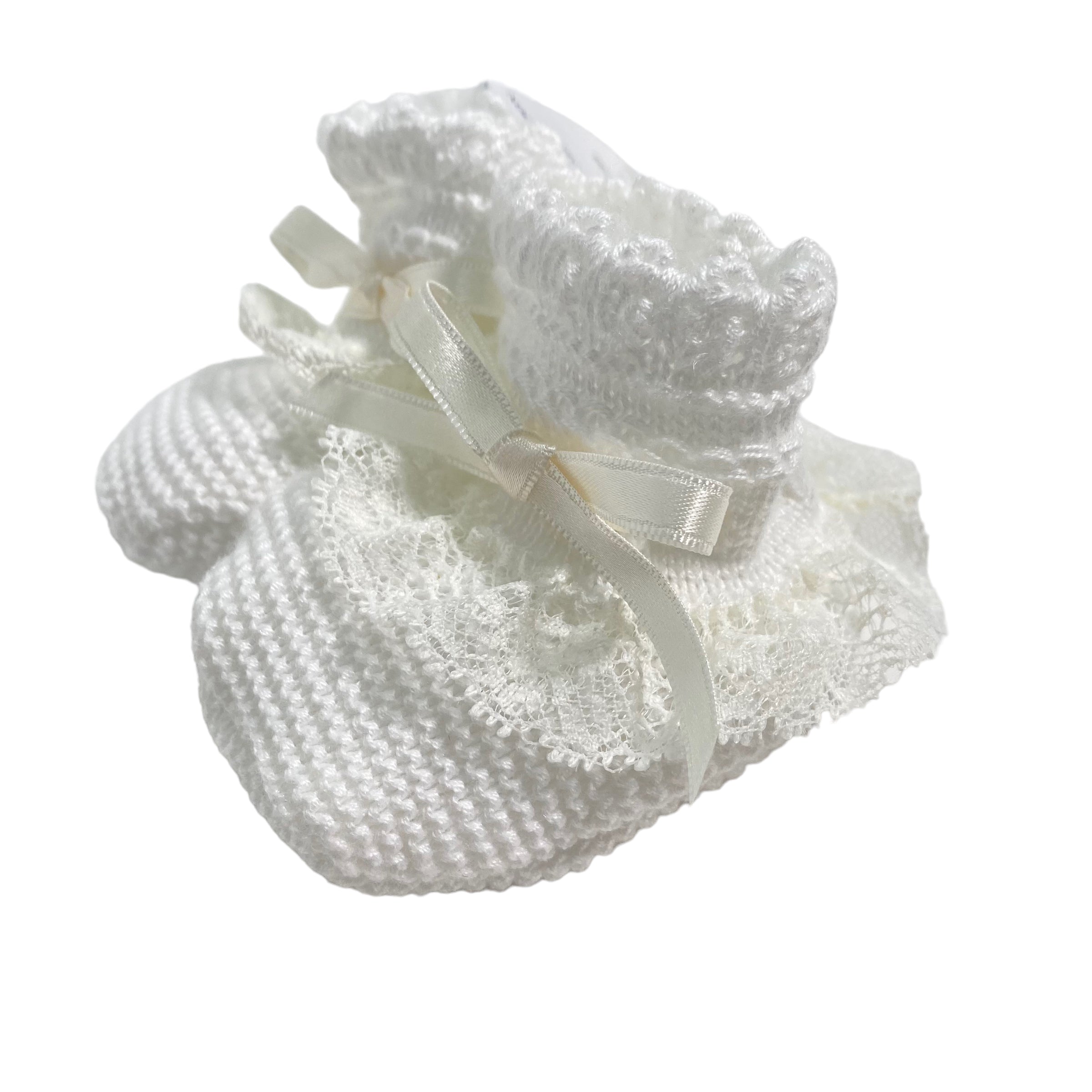 Calzino Scarpetta In Filo Di Cotone Con Pizzo Neonata GRANLEI 168 - GRANLEI - Luxury Kids