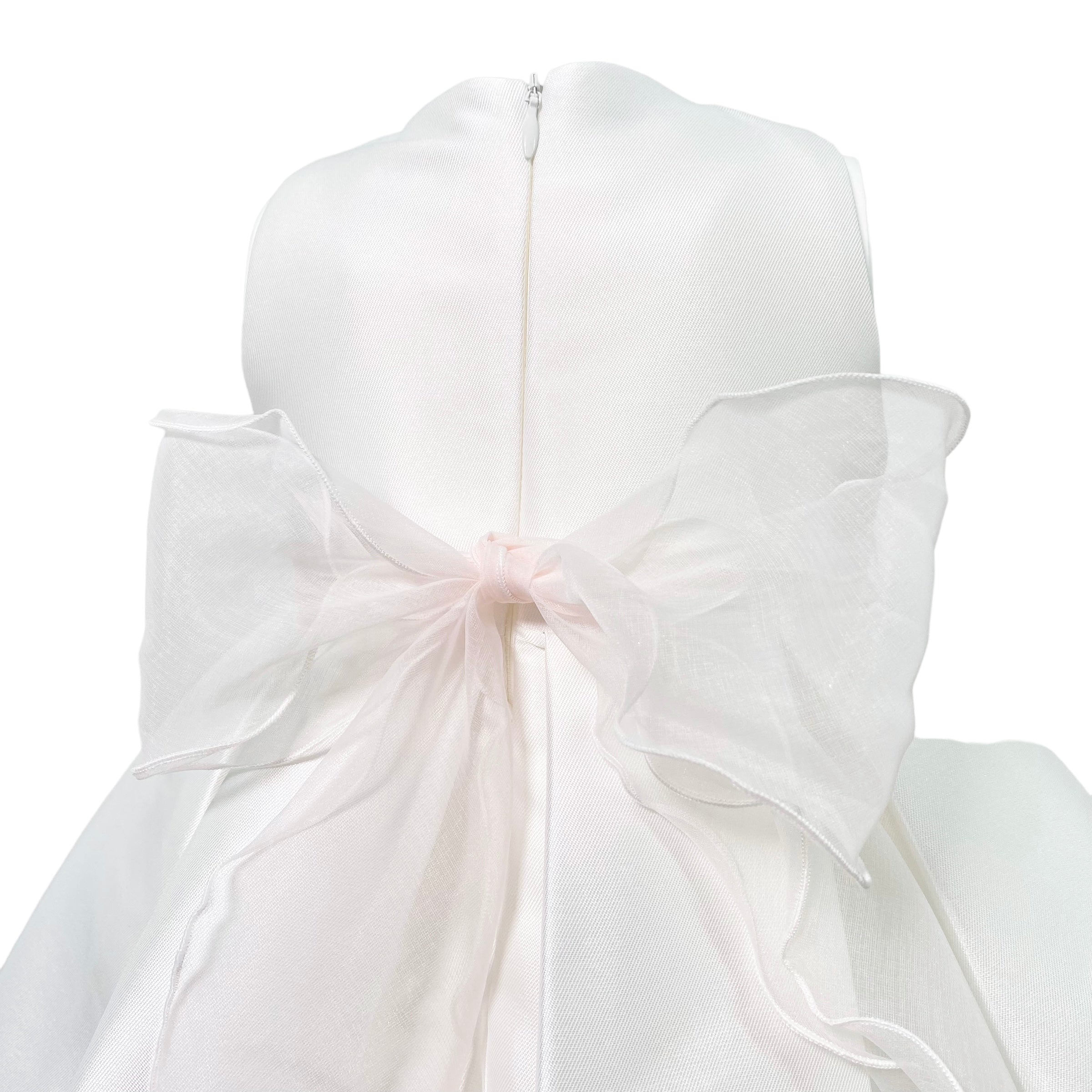 Abito Elegante Smanicato In Mikado Bianco Neonata MIMILU' 330BB - MIMILU' - Luxury Kids
