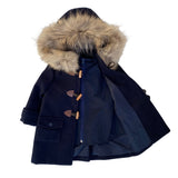 Cappotto Lungo con Cappuccio Elegante Chic Blu Bambino BUFI B1509 - BUFI - LuxuryKids