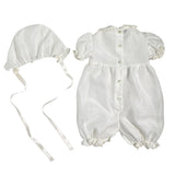 Pagliaccetto Battesimale In Organdis Di Seta Avorio Neonata PICCOLA GIUGGIOLA PALERMO - PICCOLA GIUGGIOLA - Luxury Kids