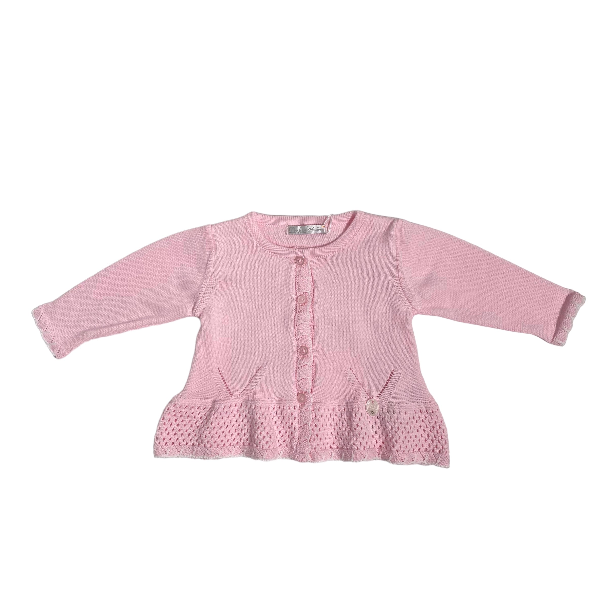 Cardigan In Filo Di Cotone Con Traforatura Neonata DR KID DK126 - DR KID - Luxury Kids