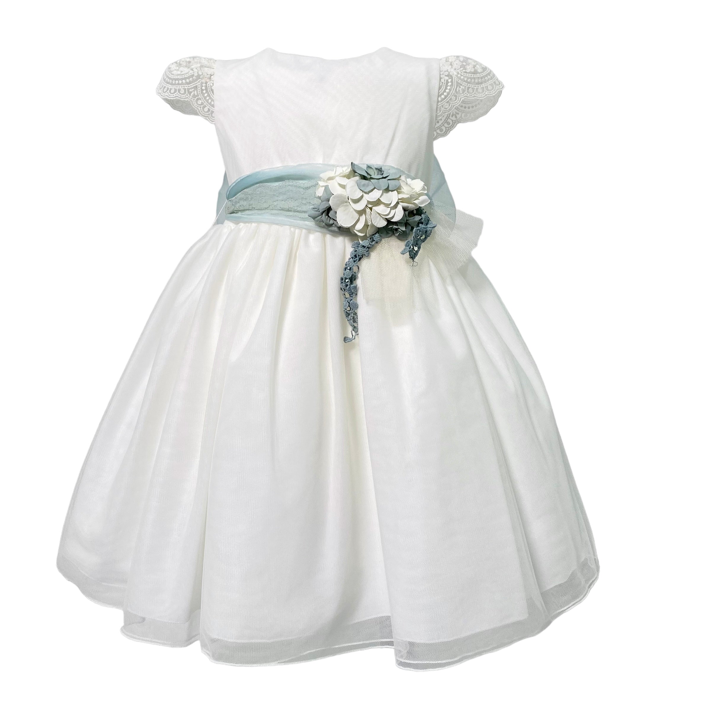 Abito Elegante Mezza Manica In Tulle Bianco Bambina MIMILU' 606 - MIMILU' - Luxury Kids