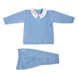 Tutina Spezzata In Filo Di Cotone Celeste Neonato CREAZIONI LUANA 1022 - CREAZIONI LUANA - Luxury Kids
