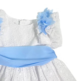 Elegantes San Gallo Spitzenkleid für Baby-Mädchen LA SARTORIA DEI PICCOLI L339
