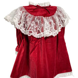 Abito Manica Lunga In Velluto Rosso Con Pizzo Bambina PHI CLOTHING 22702 - PHY CLOTHING - LuxuryKids