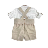 Completo Elegante In Lino Con Bermuda Neonato CREAZIONI LUANA 1309 - CREAZIONI LUANA - Luxury Kids