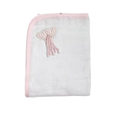 Quadrato Di Garza Bianco Con Bordatura Rosa E Applicazione Di Cuoricini Neonata LA SARTORIA DEI PICCOLI LQ355 - LA SARTORIA DEI PICCOLI - Luxury Kids