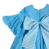 Abito Mezza Manica In Lino Con Balze E Fiocco Bambina LA SARTORIA DEI PICCOLI L333