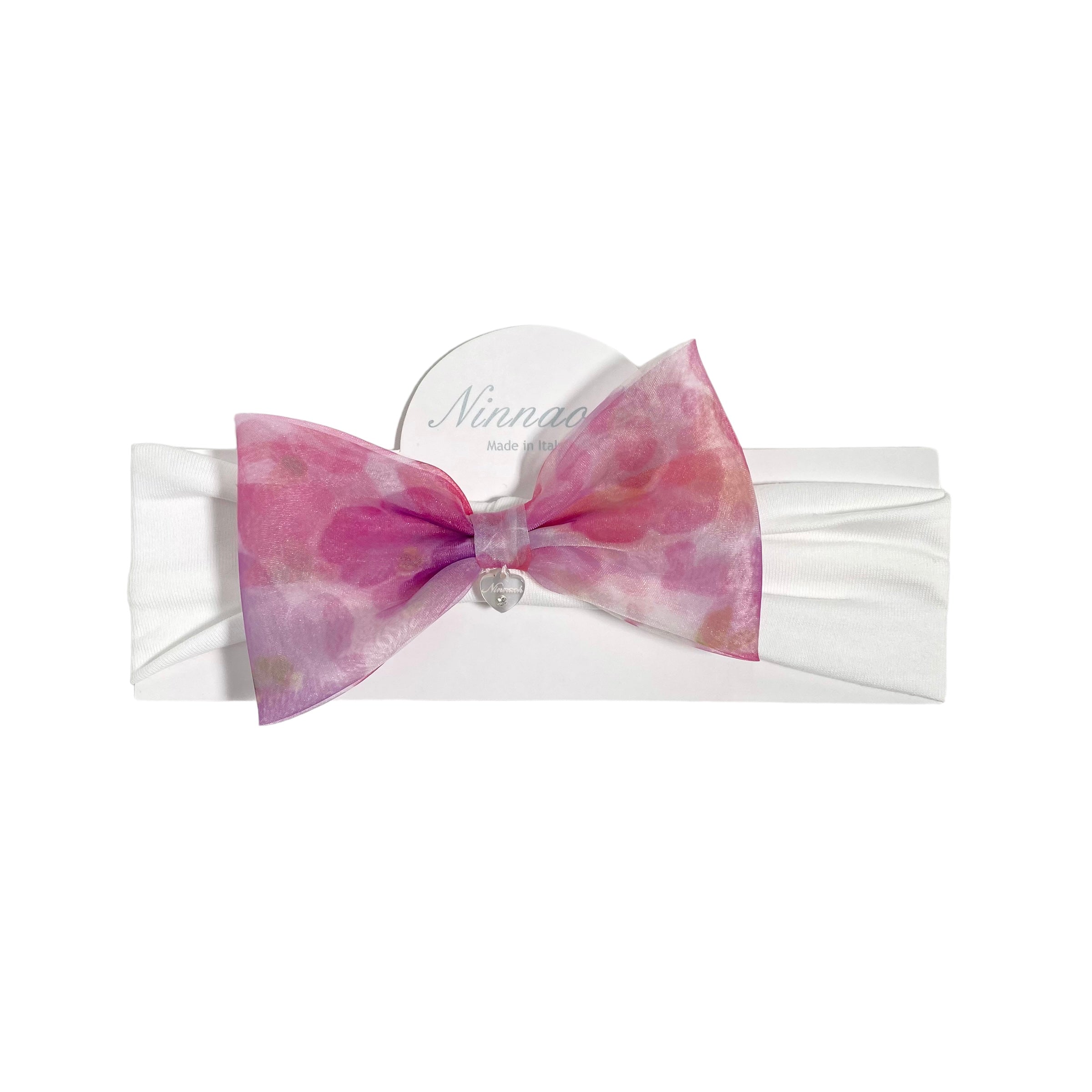 Fascia Elastica In Cotone Con Fiocco In Organza Neonata NINNAOH E2357 - NINNAOH - Luxury Kids