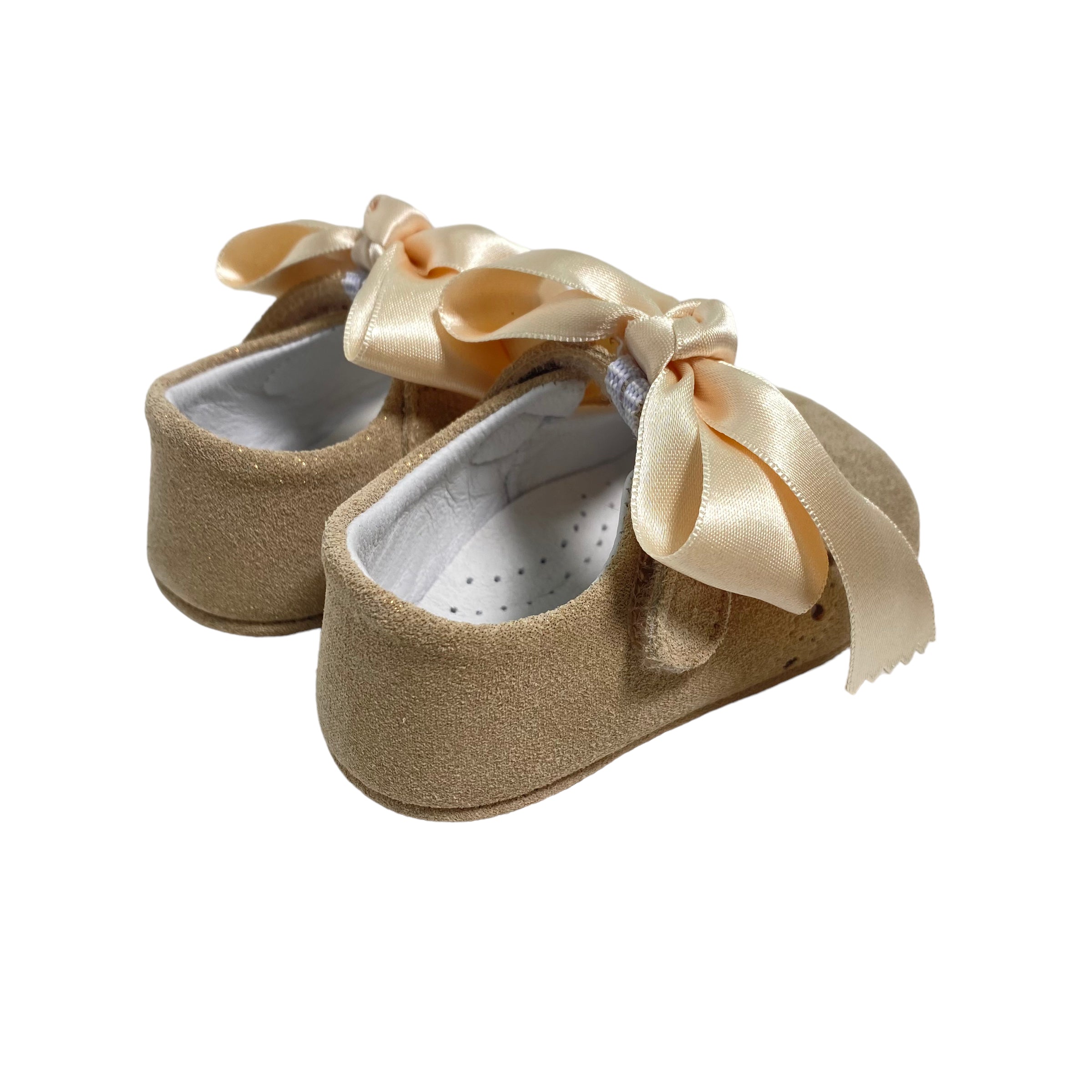 Scarpe Da Culla Modello Ballerina In Camoscio Con Fiocco Neonata RIZITOS A3203 - RIZITOS - Luxury Kids