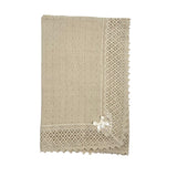 Coperta Scialle In Filo Di Cotone Con Pizzo Beige Neonata DR KID DK205 - DR KID - Luxury Kids