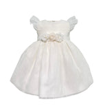 Abito Elegante Battesimale In Organza Rigata Neonata NINNAOH E23AB415 - NINNAOH - Luxury Kids