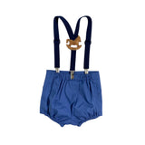 Bermuda Con Bretelle In Cotone Neonato YOEDU 3984 - YOEDU - Luxury Kids