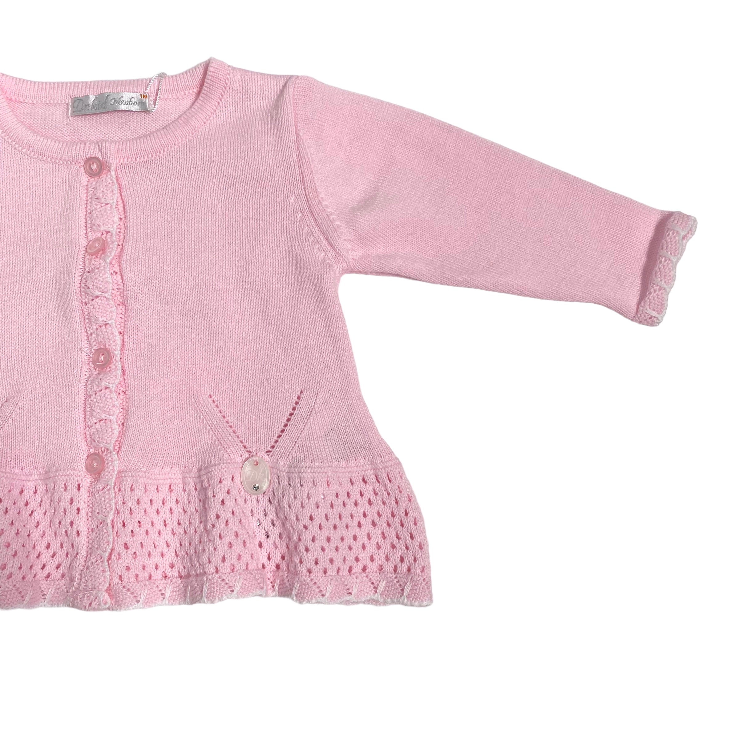 Cardigan In Filo Di Cotone Con Traforatura Neonata DR KID DK126 - DR KID - Luxury Kids