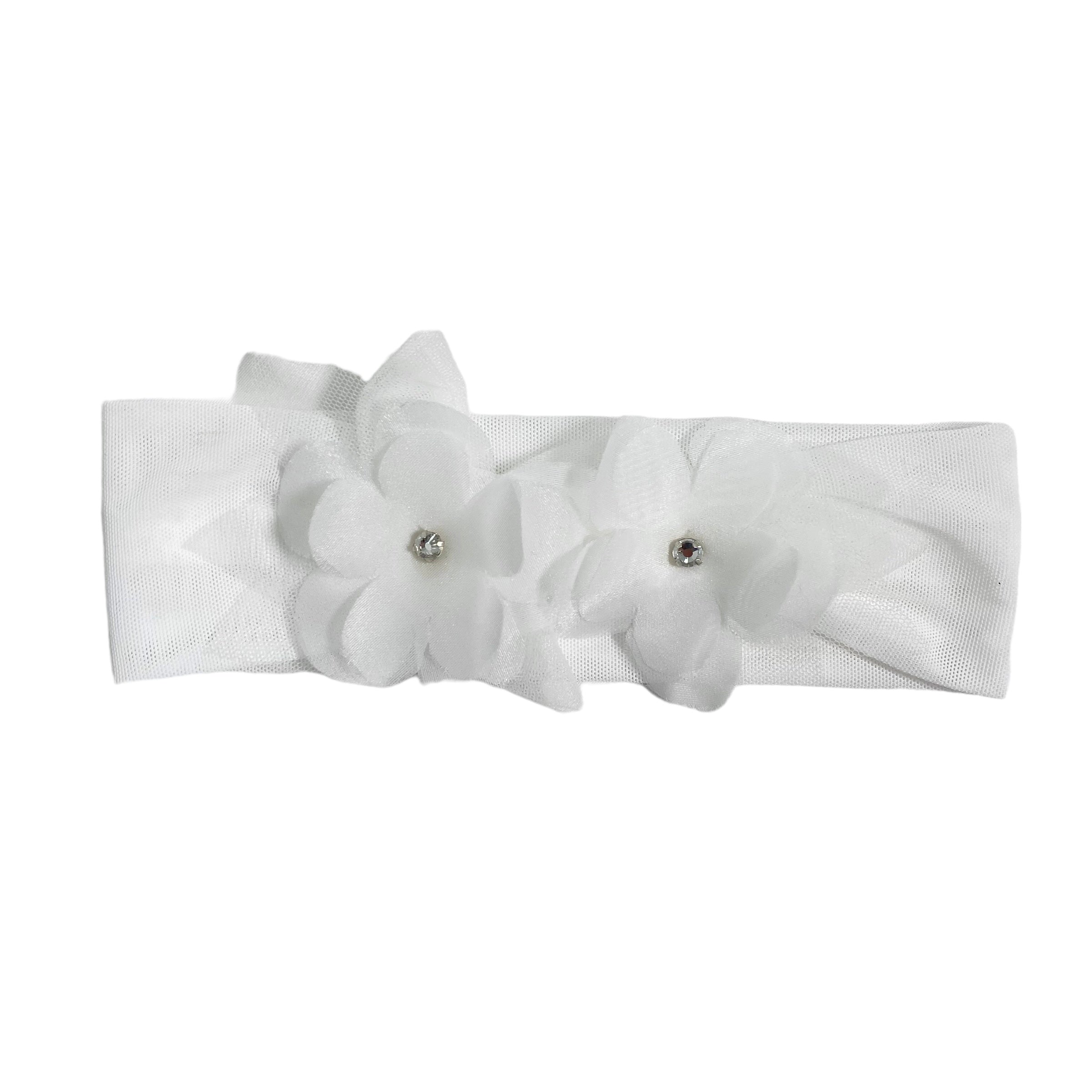 Fascia Elastica In Tulle Con Fiori E Svarowsky Neonata PETIT 8515663 - PETIT - Luxury Kids