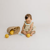 Abito Smanicato In Cotone Floreale Giallo Bambina CALAMARO 21232