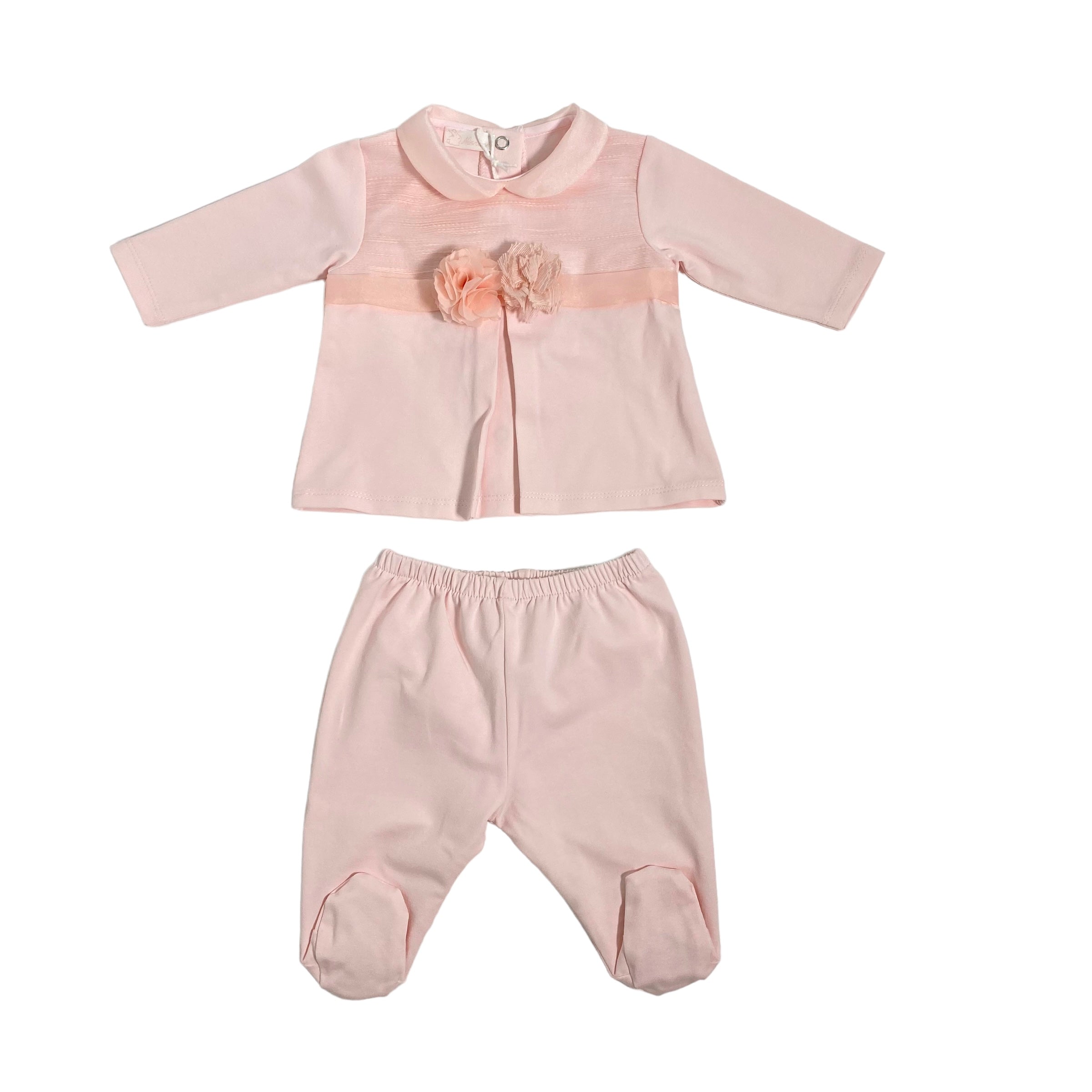 Tutina Spezzata In Cotone Rosa Neonata NINNAOH E2398C - NINNAOH - Luxury Kids