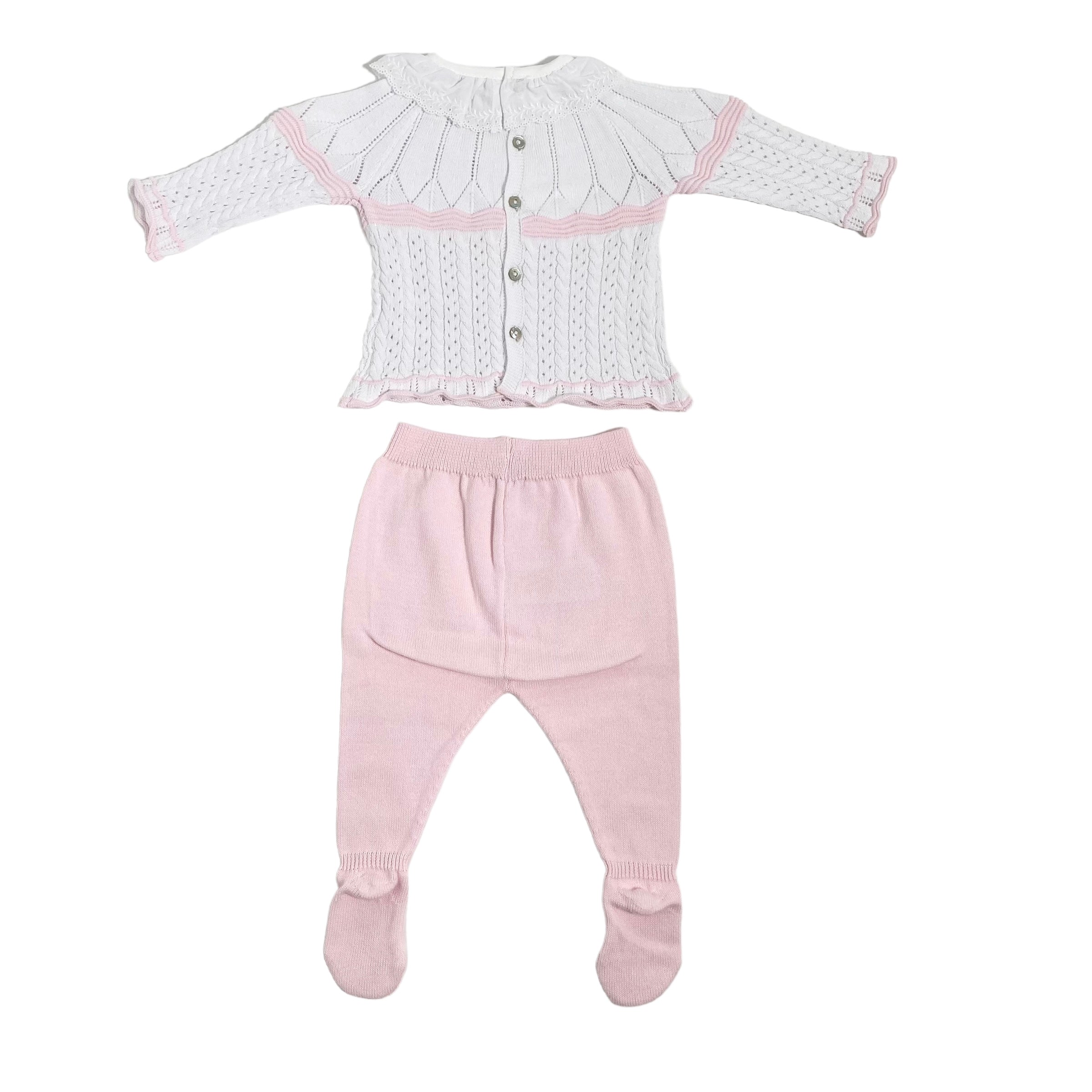 Tutina Spezzata In Filo Di Cotone Traforata Neonata DR KID DK161 - DR KID - Luxury Kids