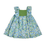 Abito Smanicato In Cotone Floreale Verde YOEDU 0526 - YOEDU - Luxury Kids